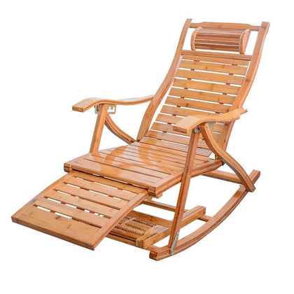 Bamboo Rocking Chair Family Balcony Elderly Leisure Folding Chair Bed Office Nap Reclining Chair Adult Lunch Break Leisure Chair