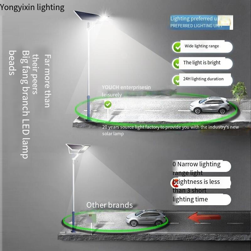 Solar Street Lamp High Power Outdoor Lamp New Rural Courtyard Lamp Super Bright Led Waterproof Household Outdoor Lamp High Street Lamp With Lamp Pole