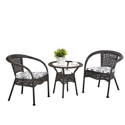 Balcony Table Chair Rattan Chair Three Piece Set Outdoor Small Tea Table Combination Two Chairs One Table With Cushion