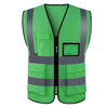 10 Pieces Grass Green Multi Pocket Reflective Vest Traffic Protection Reflective Vest Warning Clothing Construction Road Maintenance