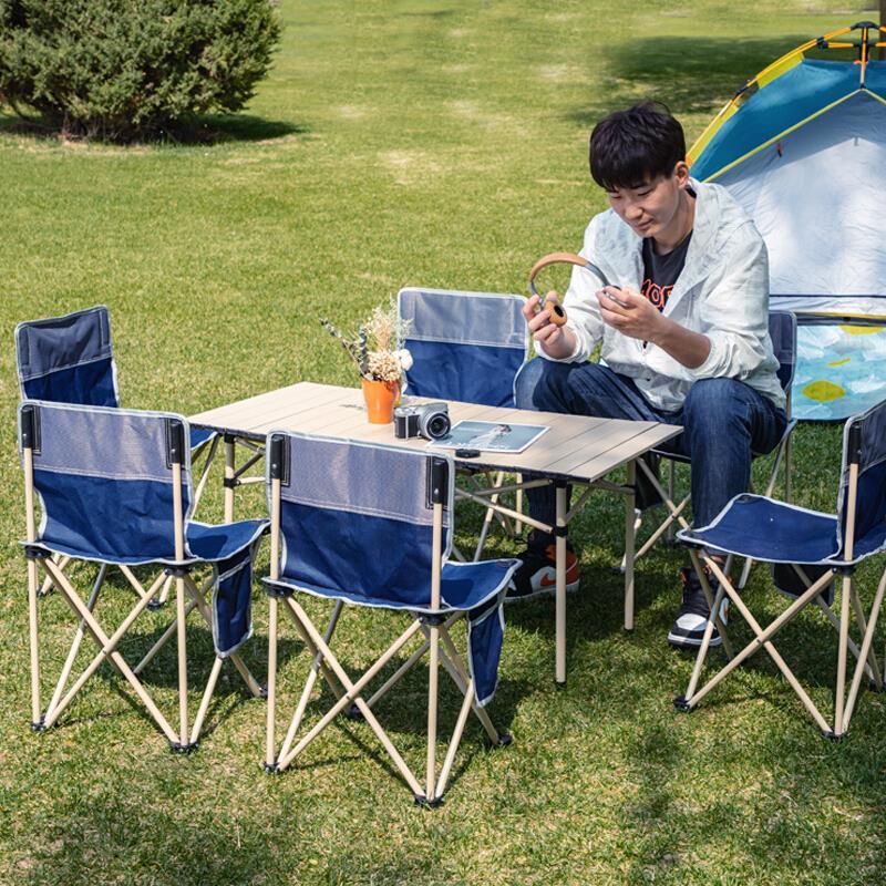 Outdoor Folding Table And Chair Set Portable Outdoor Self Driving Travel Barbecue Camping Car Aluminum Alloy Ultra Light Back Chair 5-piece Set
