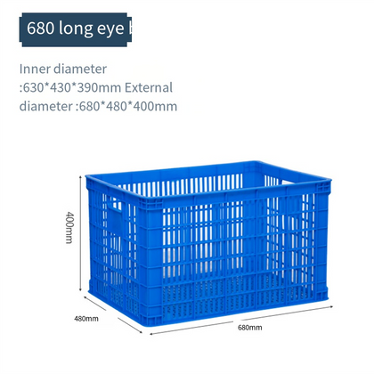 Plastic Rectangular Express Basket Thickened Fruit Vegetable Transportation Basket 680 * 480 * 400 mm Blue