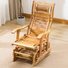 Bamboo Rocking Chair Reclining Chair Folding Balcony Rattan Woven Solid Wood Chair Thickened Brown Rocking Chair Brown Cushion