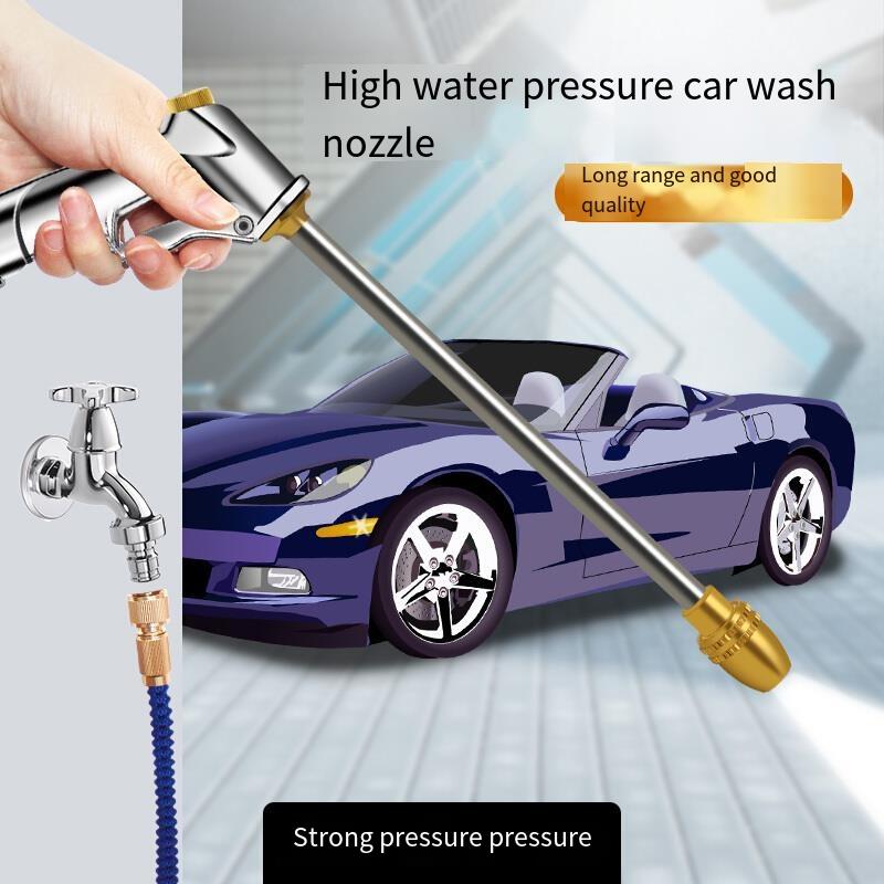 Car Wash Machine High Pressure Car Wash Manual Hose Sprinkler Garden Spray Pressurized Alloy Wash Car Water Gun [7.5 Meters After Water Injection] + Foam Pot