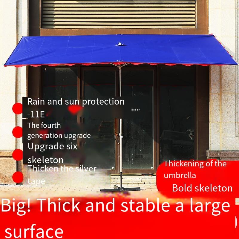 Outdoor Sunshade Umbrella Inclined Sunscreen Stall Commercial Large Folding Umbrella Square Rectangular Canopy Thickened Inclined Umbrella Blue 3.5x3 Six Bone