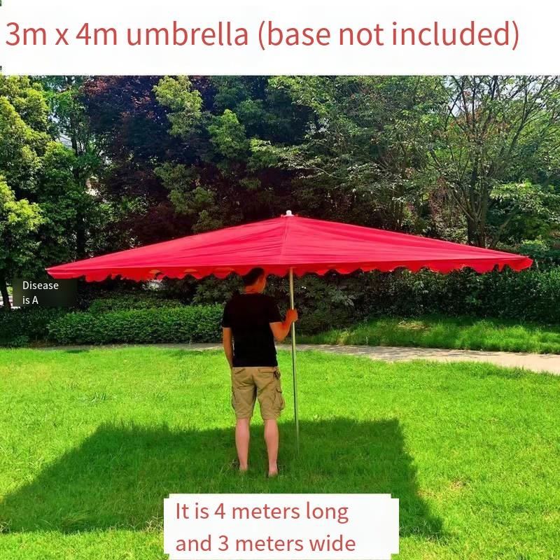 Sun Umbrella Outdoor Sunshade Stall Inclined Shop Business Square Folding Rectangular Canopy Thickening Main Umbrella Six Bone 4 × 3 Red
