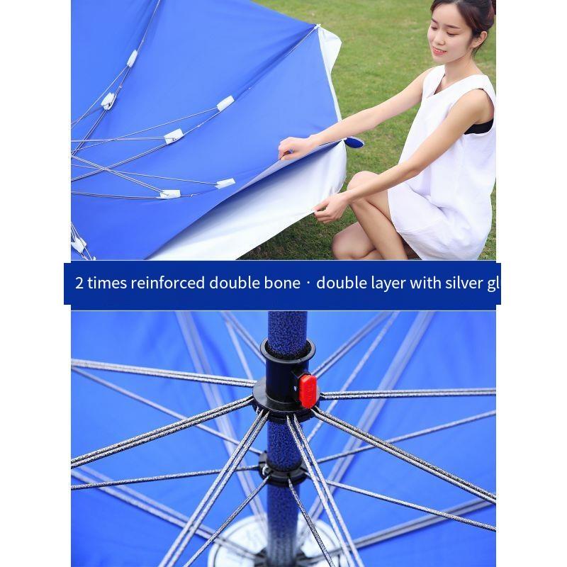 Sun Umbrella Outdoor Sunshade Large Commercial Stall Advertising Umbrella Printing Custom Folding Round 2m Blue And White Oxford Cloth