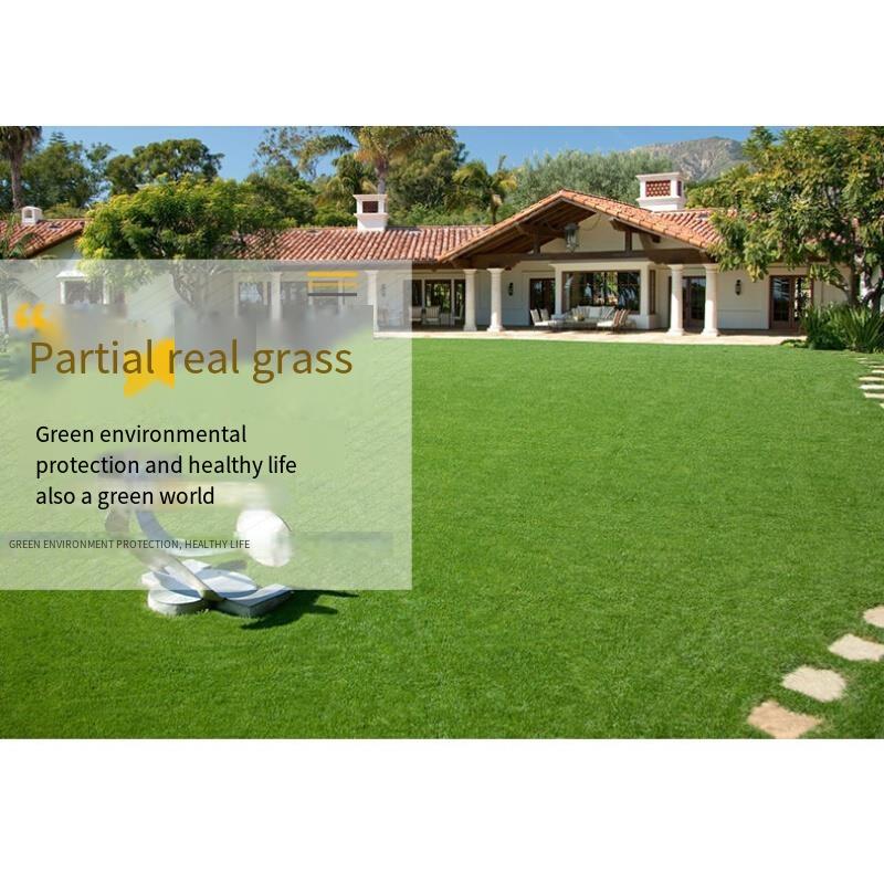 6 Pieces 2.5cm Autumn Grass Double Layer Simulated Lawn Mat Fake Grass Green Plant Green Artificial Plastic Turf Carpet
