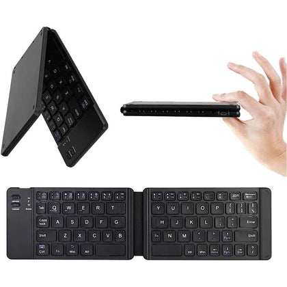 2 fold Foldable wireless keyboard,portable & Folding,Rechargeable,Pocket Size,Slim & Lightweight compatible with Android/iOS/Windows