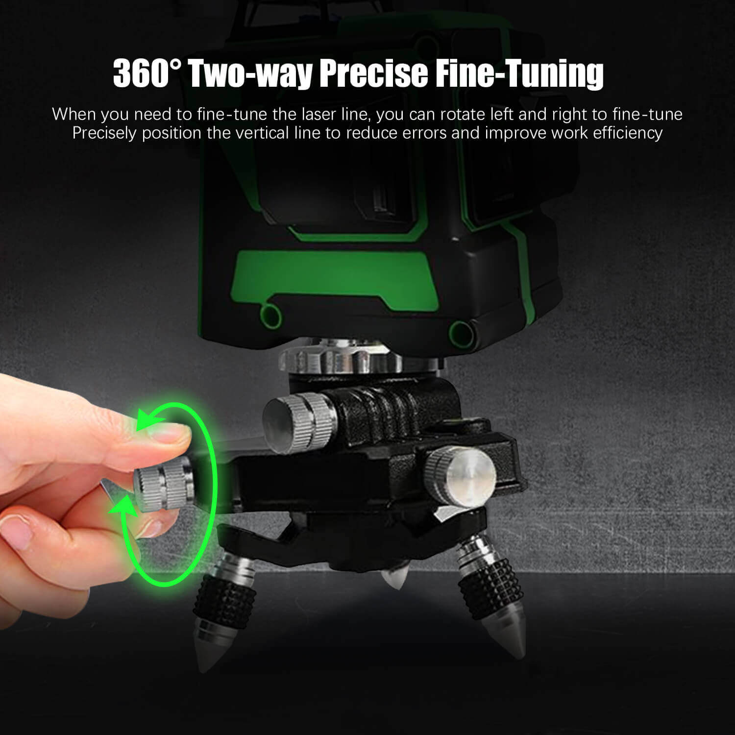 ECVV Professional Laser Level  Self-leveling 360°3D Green Cross Light Horizontal and Vertical Square Layout