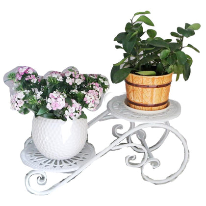 6 Pieces European Style Flower Rack Iron Art Multi-storey Balcony Living Room Flower Pot Rack Floor Type Bonsai Rack Creative Office Small Flower Rack 2f [white]