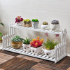 6 Pieces Solid Wood Flower Rack Living Room Balcony Floor Multi-storey Flower Pot Rack On The Table White 30 Long