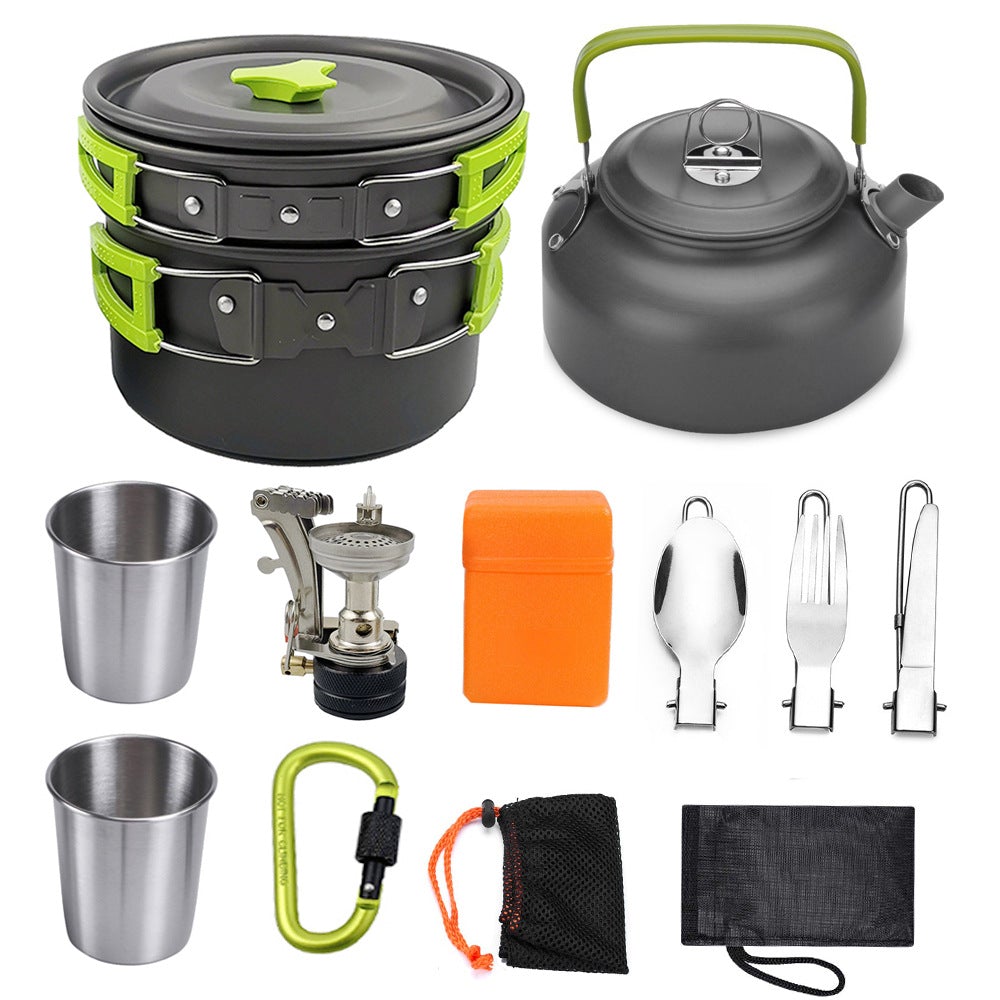Outdoor Portable Pot Set 2-3 People Split Gas Stove Camping Windproof Stove Cookware Set For Picnic Traveling