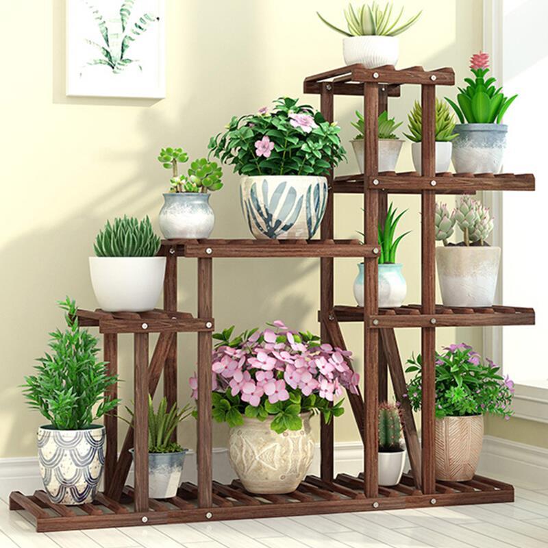 Flower Rack Solid Wood Flower Rack Floor Type Bonsai Rack; ECVV SA ...