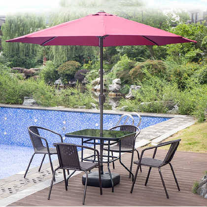Leisure Outdoor Rattan Chair Sunshade Umbrella Combination Courtyard Balcony Coffee Shop Iron Art Outdoor Tables Chairs Four Chairs And One Table
