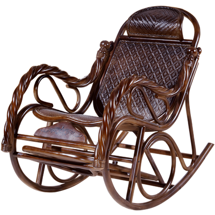 Chestnut Rocking Chair+Coffee Table Combination Large Rattan Rocking Chair Rattan Elderly Lunch Break, Nap, Leisure Reclining Chair Adult Indoor Balcony Leisure Rattan Chair