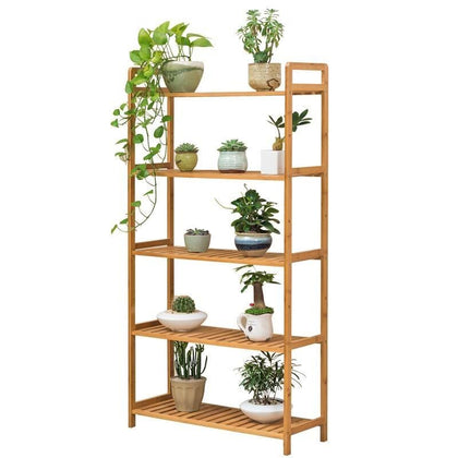 Storable Floor Balcony Flower Rack Living Room Multi-layer Wooden Flower Pot Rack Multi Meat Folding Indoor Flower Rack Storage Rack Multi-functional 5-layer Wide 68