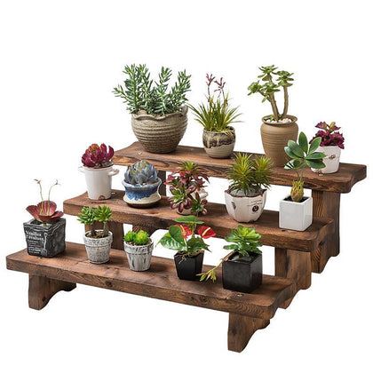 Simple Stepped Balcony Flower Rack Living Room Solid Wood Multi-layer Flower Pot Rack Wooden Indoor Flower Rack Wooden Flower Table Chinese Layer Rack Storage Rack Bonsai Rack 80 Wide Low Floor