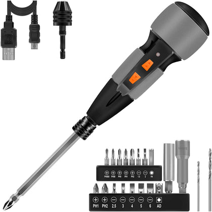 Cordless Electric Screwdriver Kit, Electric&Manual 2-in-1, 21pcs Multipurpose Bits Set