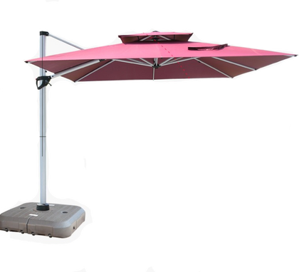 Outdoor Sunshade Courtyard Umbrella Sun Large Stall Sunscreen Anti Ultraviolet Folding Dark Green Double Top With Marble