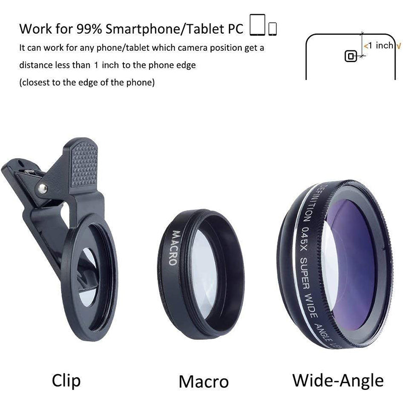 Universal Phone Camera Lens Kit for iPhone Samsung and Most of Android Smartphone