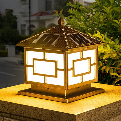 Solar Column Head Lamp Enclosure Lamp Outdoor Column Lamp Villa Courtyard Lamp Outdoor Waterproof LED External Wall Lamp Column Head Lamp