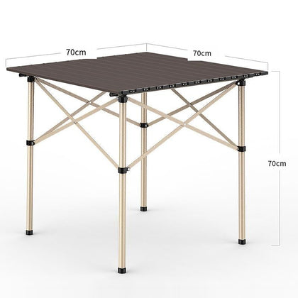 Outdoor Folding Table Folding Picnic Table Portable Aluminum Alloy Square Table Ultra Light Suit Self Driving Touring Table 4 Large Back Chairs