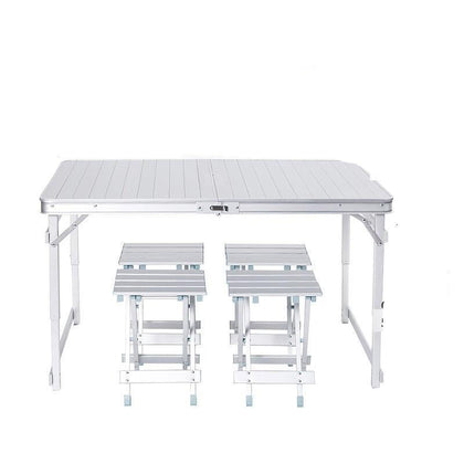 No Umbrella Hole 1 Table 4 Chairs Folding Table Outdoor Furniture Portable Folding Table And Chair Combination Aluminum Alloy Table Picnic Table Barbecue Table Exhibition Industry Advertising Table Publicity Table Stall Table And Chair