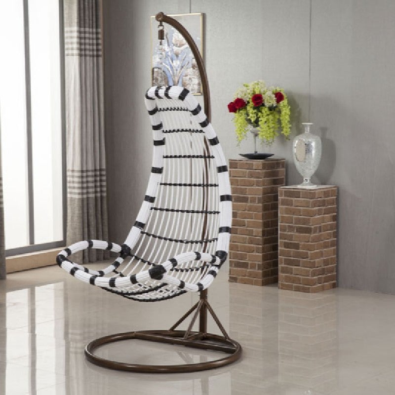 Small Family Hanging Basket Rattan Chair Swing Indoor Hammock Balcony Bassinet Chair Black And White Thick Rattan