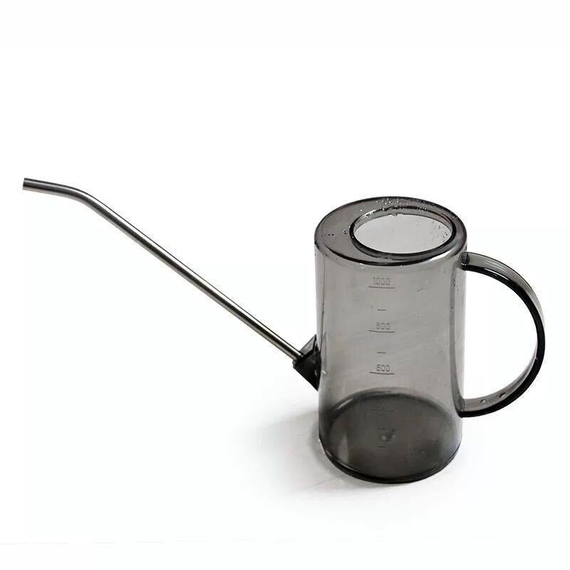 6 Pieces Dwaterdo Flower Watering Kettle Garden Sprayer Sprinkling Kettle Small Watering Pot Potted Plant Stainless Steel Long Mouth Watering Pot Transparent Watering Kettle 1L (grey)