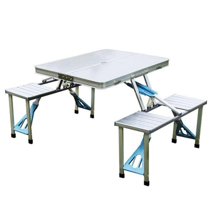 Outdoor Tables And Chairs Folding Tables Portable Stalls Dining Table Balcony Outdoor Leisure Tables And Chairs Courtyard Picnics Conjoined Table Publicity Stalls Aluminum Alloy Silver