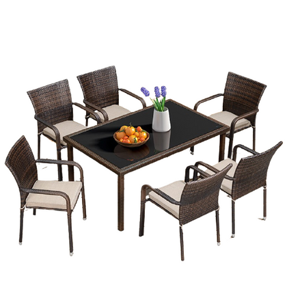 Outdoor Table And Chair Combination Leisure Rattan Chair Courtyard Garden Terrace Dining Table And Chair Outdoor  Balcony Open-air Table And Chair