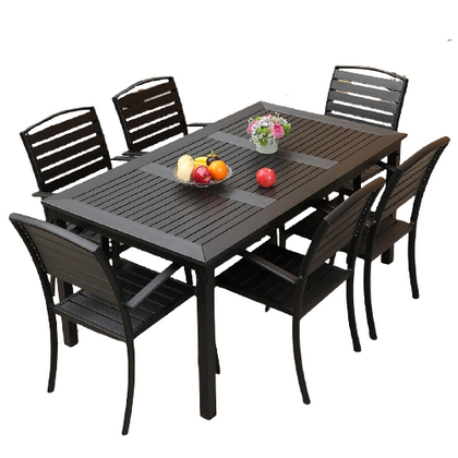 Outdoor Furniture Plastic Wood Anticorrosive Wood Balcony Courtyard Table And Chair Outdoor Leisure Plastic Wood Simple Terrace Coffee Shop Chair