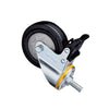 5 Inch Universal Wheel - 4pcs Black Plastic Casters with Double Brakes 4pcs Pack Natural Rubber (ER) Caster Medium Single Ball Bearing Wheel - 4pcs
