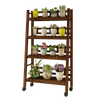Balcony Solid Wood Multi-storey Living Room Plant Rack Indoor Floor Multi Meat Flower Pot Rack Green Pineapple Anti-corrosion Wood Mobile Flower Rack Multi Fence Carbonization 3 Layers 1m Pulley