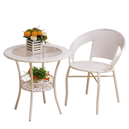 Iron Outdoor Tables And Chairs Courtyard Small Round Table Chairs Simple Leisure Tables And Chairs Combination Balcony Rattan Chairs Three Piece Set