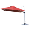 Outdoor Umbrella Courtyard Sun Umbrella Balcony Garden Solar Energy With LED Light Roman Umbrella Beach Umbrella Thickened Large Sunshade Umbrella 3m Square Wine Red [with 120 CattyMarble Base]