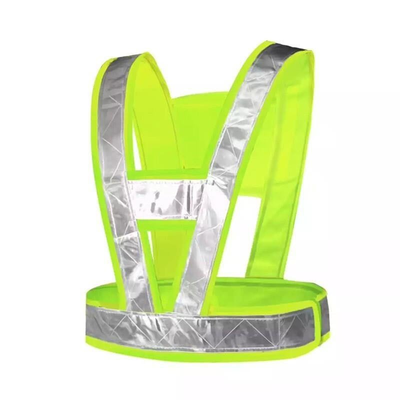 10 Pieces V-shaped Reflective Vest Traffic Warning Clothing Duty Environmental Protection Reflective Vest Polyester V-shaped Reflective Vest Fluorescent Yellow