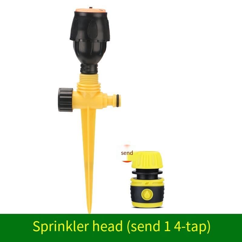 6 Pieces Automatic Sprinkler 360 Degree Rotation Garden Horticulture Agriculture Irrigation Watering Flower Vegetable Ground Sprinkler Greening Lawn Cooling Sprinkler (with A 4-tap)