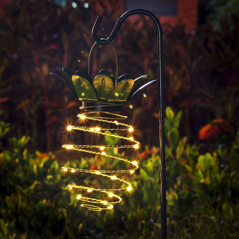 Solar Pineapple Lantern Iron Lantern LED Copper Wire Lamp String Outdoor Waterproof Garden Decorative Hanging Lamp 24/30/60 LEDs