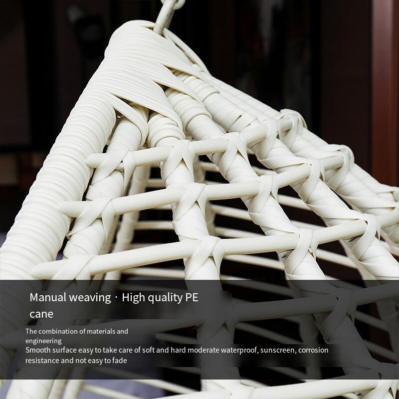 Hanging Basket Rattan Chair Swing Outdoor Balcony Indoor Net Red Bird's Nest Chair Household Rocking Chair Bedroom Ivory [including Luxury Cushion] + Tea Table