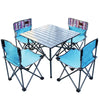 Outdoor Portable Table And Chair Five Piece Set Picnic Leisure Barbecue Aluminum Alloy Folding Large Table Four Chair Set