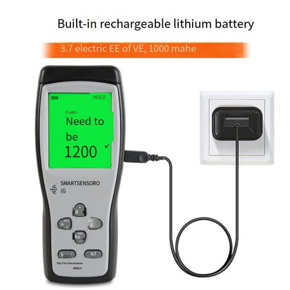 Thermal Anemometer High Precision Digital Hot Wire Anemometer Anemometer Wind Speed, Temperature And Volume Measuring Instrument (lithium Battery Direct Charging USB Data Transmission)