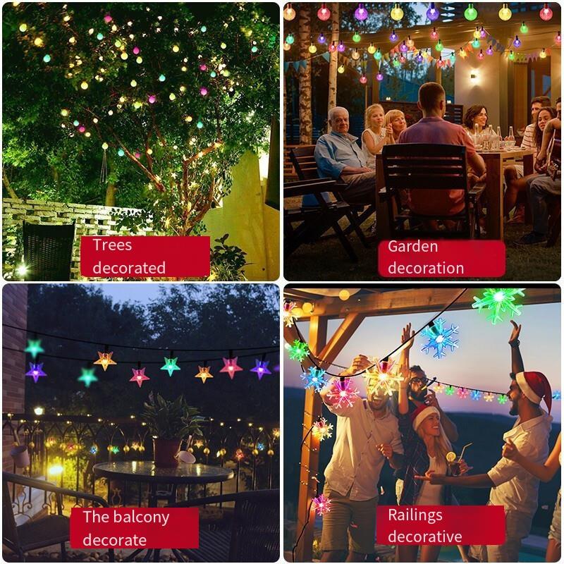 Solar Lamp String Colorful Lamp Flashing Lamp Outdoor Courtyard Atmosphere Decorative Lamp Waterproof LED Lamp Villa Garden For Christmas Party