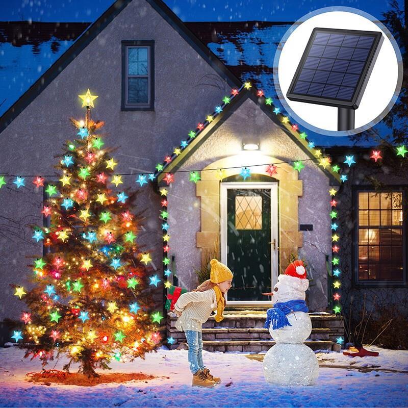 Solar Lamp String Colorful Lamp Flashing Lamp Outdoor Courtyard Atmosphere Decorative Lamp Waterproof LED Lamp Villa Garden For Christmas Party