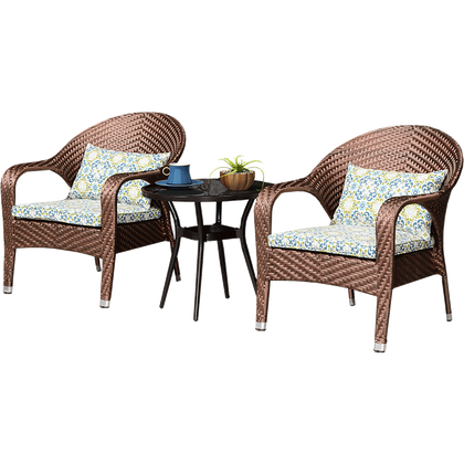 Three Piece Set Balcony Sofa Rattan Chair Terrace Balcony Tables And Chairs Tea Table Combination Courtyard Living Room Leisure Double Sofa Chair