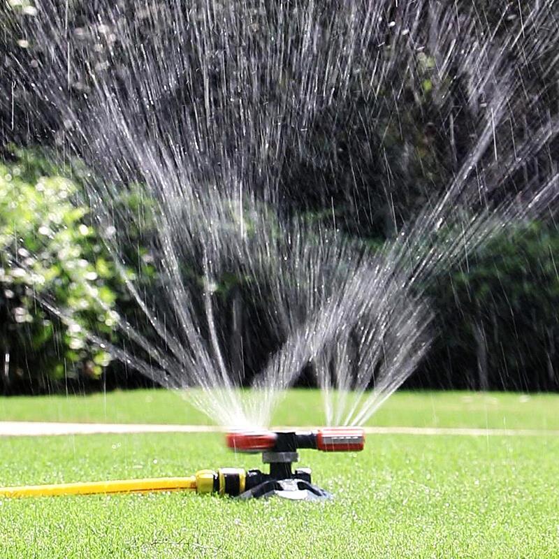 360 Degree Automatic Rotary Garden Sprinkler Lawn Watering Roof Cooling Vegetable Artifact Irrigation Upgrade Independent Version + 4 Tap Set + 10m 4 Branch