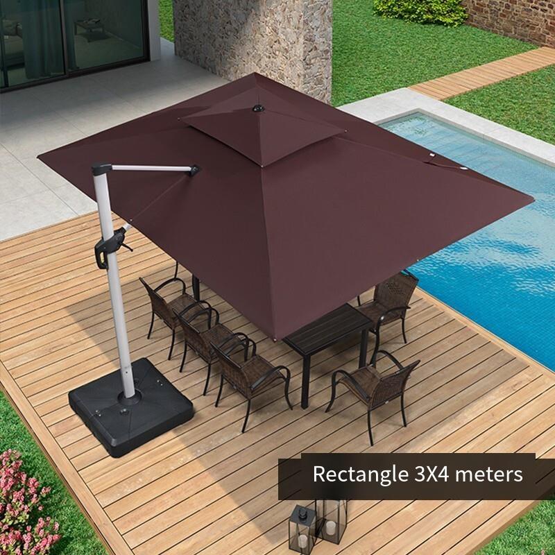 Outdoor Sunshade Courtyard Umbrella Roman Large Balcony Terrace Garden Stall Umbrella 2.5m Square Led Light Strip [with 80kg Cement Base]