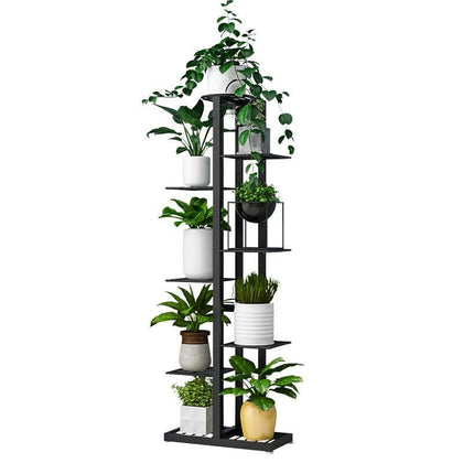 6 Pieces Flower Shelf Indoor Flower Pot Living Room Balcony Rack White Height: 80cm (4 Floors And 5 Pots)