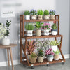 Flower Rack Storage Rack Balcony Flower Pot Hanger Flower Rack Solid Wood With Wheel Four Layers 100 + Wheel Thickened Type